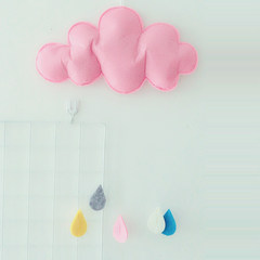 Girls` heart Nordic wind barbed wire mesh photo wall hanging dormitory ins frame wall frame decoration clamp no trace nail sponge pink cloud raindrop (32.5x18cm)