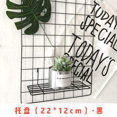 Girls` heart Nordic wind barbed wire mesh photo wall hanging dormitory ins frame wall frame decorative clip seamless nail tray · Black (22*12cm)