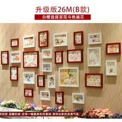 Simple modern photo wall decoration picture frame wall wall picture frame creative photo wall clip hanging traceless nail 26 frame upgrade (white cherry a hundred flowers contend in beauty)
