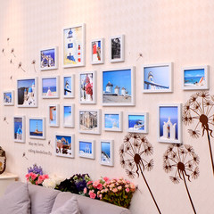 European style living room photo wall, photo frame wall, home decoration picture frame, background wall, children's photo frame, wall hanging picture frame All white, Mediterranean dandelion + wall stickers