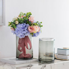 In the odd good gray transparent glass vase flower flower Donna living room office decoration culture