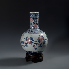 Jingdezhen ceramic vase Antique Handmade vase celestial pomegranate underglaze red porcelain Home Furnishing living room decoration