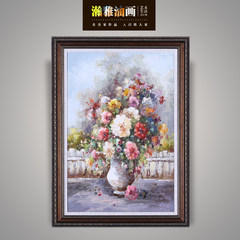 Oil painting hand-painted European style living room, background plants, flowers, landscape painting, porch corridor, American decorative painting 23 cm *28 cm Oil film laminating + low reflective organic glass