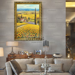 Living room, bedroom murals, high-grade sunflower, pure hand-painted oil painting, Frameless paintings, flowers still life restaurant hanging paintings 150*150 Oil film laminating + low reflective organic glass