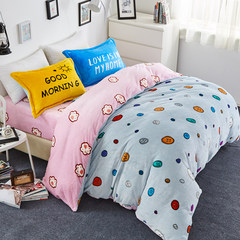 Winter coral fleece four-piece set 1.8m bed thickened French fleece four-piece set warm flannel 1.5 bed set bedspread colorful button 2.0m (6.6ft) bed