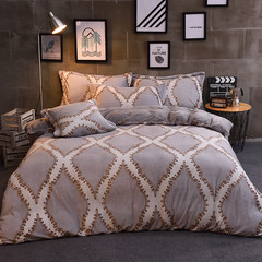[residential posture] MISS 1.5 bed 4 sets of irregular pattern thermal insulation and fleece bedding set of Caroline (grey) 1.5m (5ft) bed