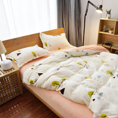 Good quality Nordic simple and thickened flannel thermal fleece four-piece bedspread type winter double 1.8m set of small saplings - French fleece four-piece set of 2.0m bed (suitable for 220*240cm quilt)