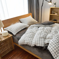 Good quality Nordic simple thickening flannel thermal fleece four-piece fleece four-piece bedspread type winter double 1.8m suite style - fleece four-piece set of 2.0m bed (suitable for 220*240cm quilt)