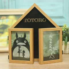 Creative 5 inch 6 inch Totoro blackboard combined wood table folding frame wall retro wooden frame 3 inch Light 6 inches