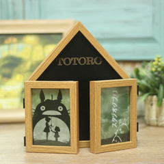 Creative 5 inch 6 inch Totoro blackboard combined wood table folding frame wall retro wooden frame 3 inch Light 5 inches