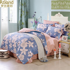 Roland home textiles, four cotton sets, spring and autumn pure cotton 1.8m suite, bedding, 4 sets of quilt sets, men's flower Feifei 1.5m (5 ft) bed.