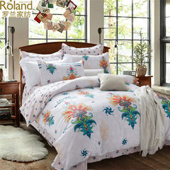 Roland home textiles, four cotton sets, spring and autumn pure cotton 1.8m suite, bedding, 4 pieces of quilt cover, men's dance 1.5m (5 ft) bed.