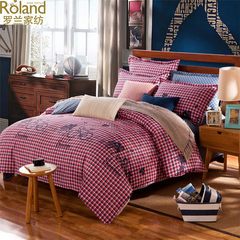 Roland home textiles, four cotton sets, spring and autumn pure cotton 1.8m suite, bedding, 4 sets of quilt cover, men love 1.5m (5 ft) bed.