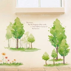 The special offer every day living room wall stickers stickers forest background decoration stickers creative sub bedroom wardrobe cabinet Green woods Large