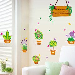 Cartoon flowerpot, wall sticker, bedroom wall cabinet, window glass, creative wall decoration, door applique, wall sticker Get coupons before you go shopping large