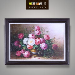 Elegant painting, pure hand-painted European style palace plants, flowers, banners, oil painting corridor bedroom, modern simple decorative painting 23 cm *28 cm Oil film laminating + low reflective organic glass