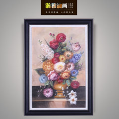 Han Ya hand-painted paintings of modern living room background plant flower painting porch decorated with European oil painting frame vertical amplitude 23 cm *28 cm Oil film laminating + low reflective organic glass