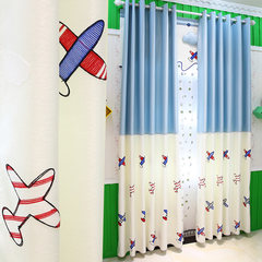 Fresh Mediterranean blue cartoon children room curtains boys and girls bedroom windows windows shading products Hook processing (special A four claw hook) It should take a few pieces of a few meters []