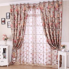 [full installation] American garden country custom shading finished curtain, living room bedroom curtain HML with curtain head + flat oil rose.