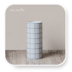 The spotless Nordic style simple Plaid vase grey end dark grey Plaid Fan Art Vase Grey Plaid