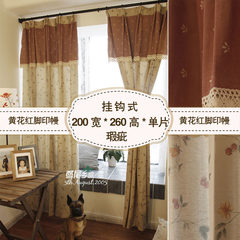 (finished goods clearance) pastoral American Mediterranean curtains shades curtain door curtain falling curtain field curtain field group tail goods (no custom) yellow flower with mantle curtain 200 width *260 high single defect