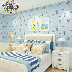 Simple garden non woven wallpaper, cozy Princess Room, bedroom wallpaper, children's room wallpaper, girl cartoon small tree Wallpaper only
