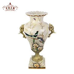 European style of the ancient ceramic and bronze vase Home Furnishing jewelry creative decoration flower flower ornaments American living room table Happy on the branches