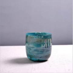 [Yang Mi] American Retro Blue color glass vase gradient color table decoration creative Home Furnishing ornaments Trumpet: 11*11*11