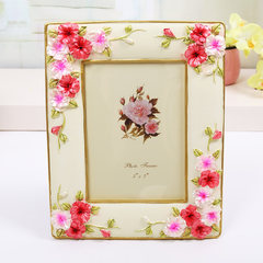 Hot photo frame of creative gifts rose 7 inch photo frame photo frame creative pansy anyway can be placed 7 inch Colorful picture frame Beige 2