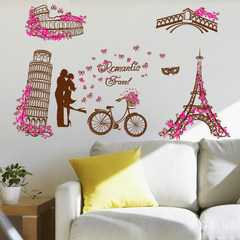 Romantic character building wall paper marriage room wall inside the bedroom warm wall bedside background wall stickers Get coupons before you go shopping Large