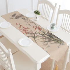 Original antique breeze, plum orchid bamboo chrysanthemum table flag Chinese tea mat, linen Linen Tablecloth, Chinese style tea Tea Road Tea flag, custom table flag - Original Antique orchid 30*200cm