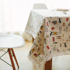 ZAKA Nordic cotton and hemp rectangular tablecloth day and coffee table tablecloth, Japanese cloth art square imitation Linen Tablecloth Kitty 80*80cm