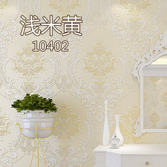 True 3D stereo European Damascus wallpaper, environmental protection non-woven fabric, bedroom, guest house, TV background wallpaper Light beige 10402 Wallpaper only