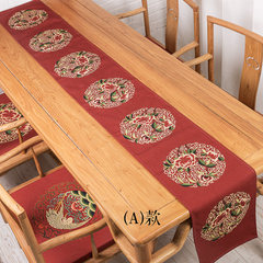 Modern Chinese festive red table cloth cotton cloth TV cabinet table table cloth cover towels gift A 65+17 vertical *180cm