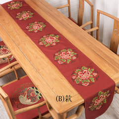 Modern Chinese festive red table cloth cotton cloth TV cabinet table table cloth cover towels gift B 65+17 vertical *180cm