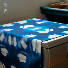 National wind and blue dyed tablecloth table flag Floral Printed tablecloth cloth tablecloth can be made into modern Chinese household cloth washing machine refrigerator cover C tablecloth flag 30× 180cm