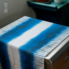 National wind and blue dyed tablecloth table flag Floral Printed tablecloth cloth tablecloth can be made into modern Chinese household cloth washing machine refrigerator cover B tablecloth flag 30× 180cm