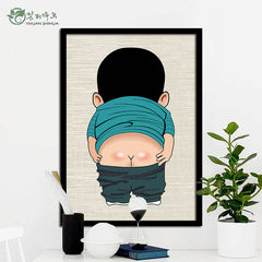 A box draw funny crayon paintings offbeat mural painting decorative painting Restroom children's cartoon toilet 30*40 Simple white clean frame Home brand originality