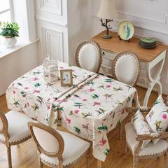Villa style American countryside light retro wallpaper, Zakka flower and bird butterfly printing table cloth fabric customization Birds' twitter and fragrance of flowers 80*80cm