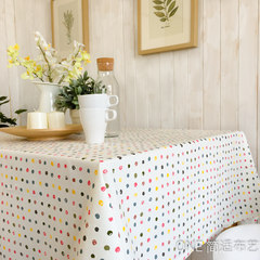 Color dot cotton linen fabric pastoral small fresh coffee table cloth square table cloth Color wavelet point 140*140CM