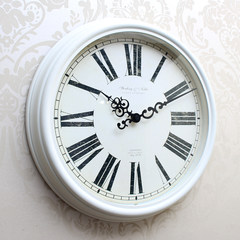 钟表欧式挂钟复古壁钟客厅大圆形石英钟静音现代简约创意挂钟16寸 16英寸