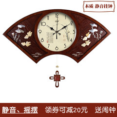 Creative new Chinese Korean painting orchid fan Wood Rocking living room wall clock clock clock 007 20 inches