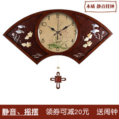 Chinese Korean creative new year after year fan Wood Rocking living room wall clock clock clock 006 20 inches