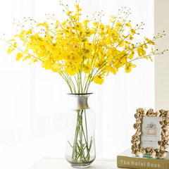 Vivid yellow dancing orchid flower simulation flower decoration flower vase floral suit Home Furnishing soft outfit