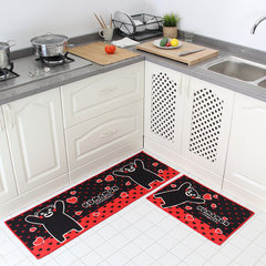 Japanese cartoon Xiongben bear kitchen slippery floor mat, hall mat, bathroom mat, bedside mat, machine washable, 40*60+40*120CM red love.