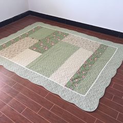 新品 绿色田园全棉布艺绗缝卧室厨房防滑门口吸水地垫地毯床沿垫 40×60CM 绿色地垫