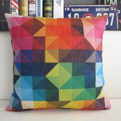 High grade beautiful model room color geometry and exotic customs office sofa pillow set pillow pillow cotton and linen cushion large (55*30 cm) to388 colorful mosaic