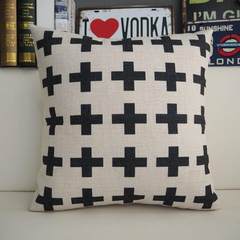 Modern minimalist black and white geometric creative cross thick cotton linen cushion, sofa pillow, cushion cushion, large cushion (55*30 cm) to515 natural color + +