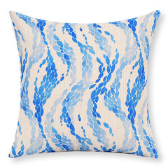 Fresh Mediterranean cotton pillow, sofa pillow, Nordic geometric cushion, office cushion, light blue pillow, large (55*30 cm) CK0822