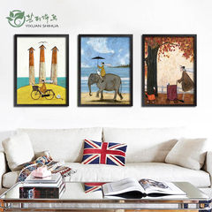The elephant painting decorative painting and mural painting murals in the bedroom living room figure dog cartoon paintings of children room frame 30*40 Simple white clean frame Oil film laminating + low reflective organic glass